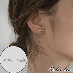 【卡樂熊】S925銀針簡約微笑弧線造型耳環(兩色)─ 銀色