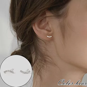 【卡樂熊】S925銀針簡約微笑弧線造型耳環(兩色)- 銀色
