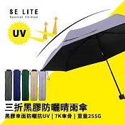 【SE Lite】抗UV三折黑膠防曬晴雨傘_ 藤紫