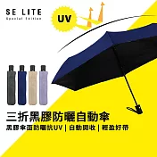 【SE Lite】三折黑膠防曬自動傘_ 深藍