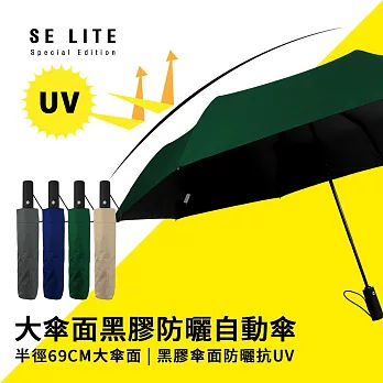 【SE Lite】27吋大傘面黑膠防風自動傘_ 深綠