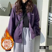 【Jilli~ko】加厚加絨寬鬆衛衣拉鍊外套 J8650  FREE 紫色