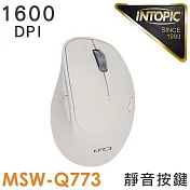 INTOPIC 廣鼎 2.4GHz飛碟無線靜音滑鼠(MSW-Q773) 米色