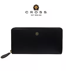 【CROSS 】限量1折 頂級小牛皮拉鍊長皮夾 維納斯系列 全新專櫃展示品 (黑色)