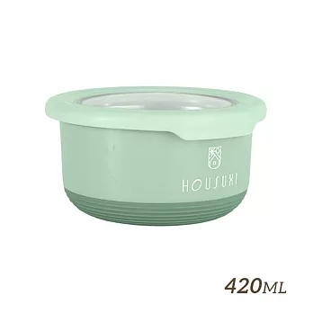 【HOUSUXI舒希】不鏽鋼雙層隔熱碗420ml-經典綠