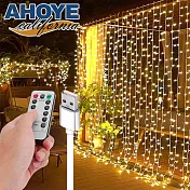 【Ahoye】防水LED窗簾燈串 暖光3米*3米300燈 (USB供電) 戶外燈條 燈飾