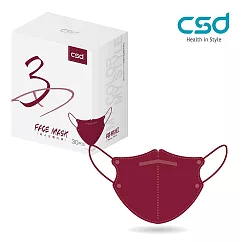 【CSD】中衛醫療口罩─成人立體3D 櫻桃紅(30片/盒)