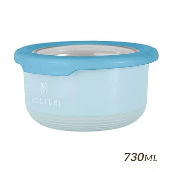 【HOUSUXI舒希】不鏽鋼雙層隔熱碗730ml-經典藍