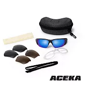 【ACEKA】時尚潮流碳纖紋格運動太陽眼鏡-含三組鏡片 (T-Rex 系列)