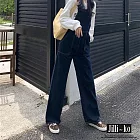 【Jilli~ko】韓版復古水洗牛仔大口袋背帶連身褲 L-XL J9807  L 深藍色