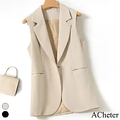 【ACheter】 西裝背心歐洲經典設計氣質休閒修身短版西裝背心 115682 L 杏色