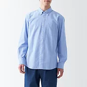 【MUJI 無印良品】男有機棉水洗牛津布扣領長袖襯衫 S 淡藍