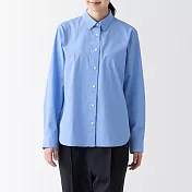 【MUJI 無印良品】女有機棉水洗平織布襯衫 M 淡藍