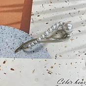 【卡樂熊】氣質珍珠排扭夾造型髮夾(兩色)- 銀色