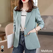 【MsMore】韓版小西外高級感炸街休閒氣質長袖短版西裝外套#115679 2XL 綠色