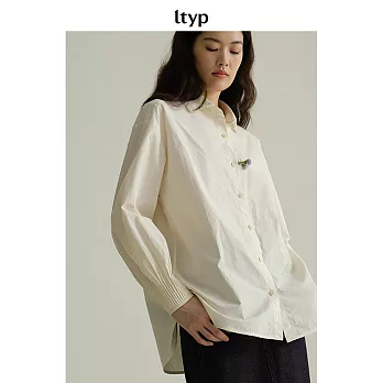 ltyp旅途原品 100%日本進口高密棉袖子褶皺廓形設計感襯衫 M L  L 暖玉白