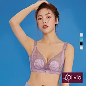 【Olivia】棉花糖系 無鋼圈超薄不露點蕾絲內衣 XL 紫色