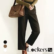 【Lockers 木櫃】春季顯瘦鬆緊彈力休閒褲 L112022007 XL 黑色XL