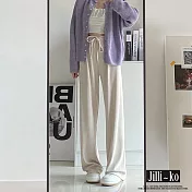 【Jilli~ko】薄款高腰垂感運動休閒冰絲闊腿褲 J9982  FREE 杏色