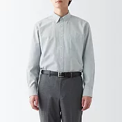 【MUJI 無印良品】男有機棉不易起皺扣領長袖襯衫 XXL 灰格紋
