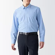 【MUJI 無印良品】男有機棉不易起皺長袖襯衫 XL 淡藍
