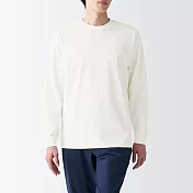 【MUJI 無印良品】男抗UV吸汗速乾聚酯纖維長袖T恤 L 柔白