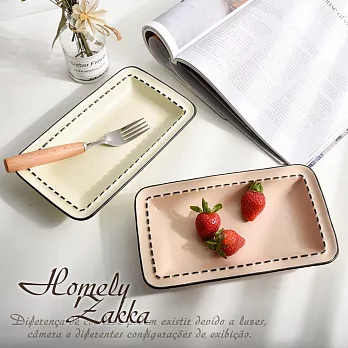 【Homely Zakka】北歐極簡奶油風啞光陶瓷餐盤餐具_小長方盤(3色任選) 奶油粉