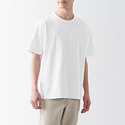 【MUJI 無印良品】男有機棉水洗粗織圓領短袖T恤 L 白色