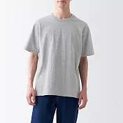 【MUJI 無印良品】男有機棉水洗粗織圓領短袖T恤 S 灰色