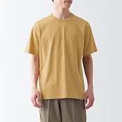 【MUJI 無印良品】男有機棉水洗粗織圓領短袖T恤 S 芥黃