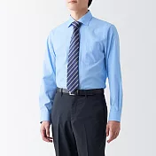 【MUJI 無印良品】男有機棉免熨燙半寬領襯衫 S 淡藍
