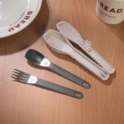 【Sugar Land】盒裝不鏽鋼餐具2件組(叉子+湯匙) ‧ 卡其