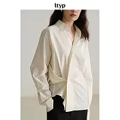 ltyp旅途原品 長絨棉不對稱廓形襯衫 M L-XL  M 荼白色
