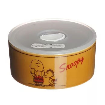 【日本YAMAKA】Snoopy史奴比 復古陶瓷附蓋微波碗450ml ‧ 史奴比