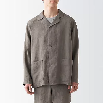 【MUJI 無印良品】男大麻襯衫式外套 M 灰棕