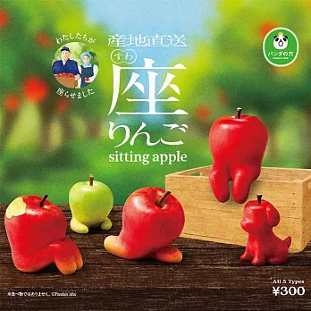 【日本正版授權】全套5款 坐坐蘋果公仔 扭蛋/轉蛋 坐姿蘋果/咬一口蘋果 熊貓之穴 065439