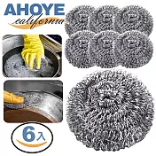 【Ahoye】20g高密度不鏽鋼絲球 (六入組) 鍋刷 菜瓜布 金鋼刷 廚房清潔刷