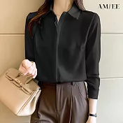 【AMIEE】輕熟高雅緞面襯衫(KDTY-8177) XL 靚麗黑