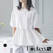 【Lockers 木櫃】春季日系圓領泡泡袖上衣 L112032006 M 白色M