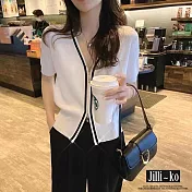 【Jilli~ko】小香風簡約設計雙拉鍊針織衫 J10228  FREE 白色