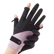 【KISSDIAMOND】涼感防曬可觸控防滑手套(KDG-862) F 黑紫