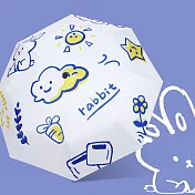 【KISSDIAMOND】日式童趣圖繪晴雨兩用黑膠自動傘(KDU-666) F 兔子
