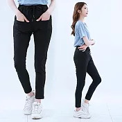 【遊遍天下】MIT台灣製女款彈力抗UV防曬顯瘦吸濕排汗機能長褲小腳褲(GP1031) XL 黑色