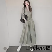 【Lockers 木櫃】春季法式初戀襯衫連衣裙 L112032711 XL 灰色XL