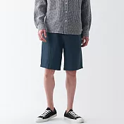 【MUJI 無印良品】男大麻寬版短褲 S 深藍