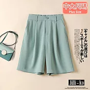 【Jilli~ko】夏季時尚百搭寬鬆高腰西裝短褲 L-XL J10268  L 淺綠色