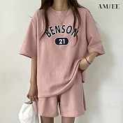 【AMIEE】球衣風休閒運動套裝(KDA-032) XL 粉色