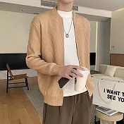 【AMIEE】韓系型男立挺修身舒適針織外套(男裝/KDCY-Q103) M 卡其