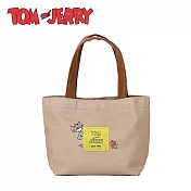 【日本正版授權】湯姆貓與傑利鼠 帆布手提袋 便當袋/午餐袋 Tom and Jerry - 咖啡色款