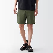 【MUJI 無印良品】男有機棉水洗平織布舒適短褲 XS 卡其綠
